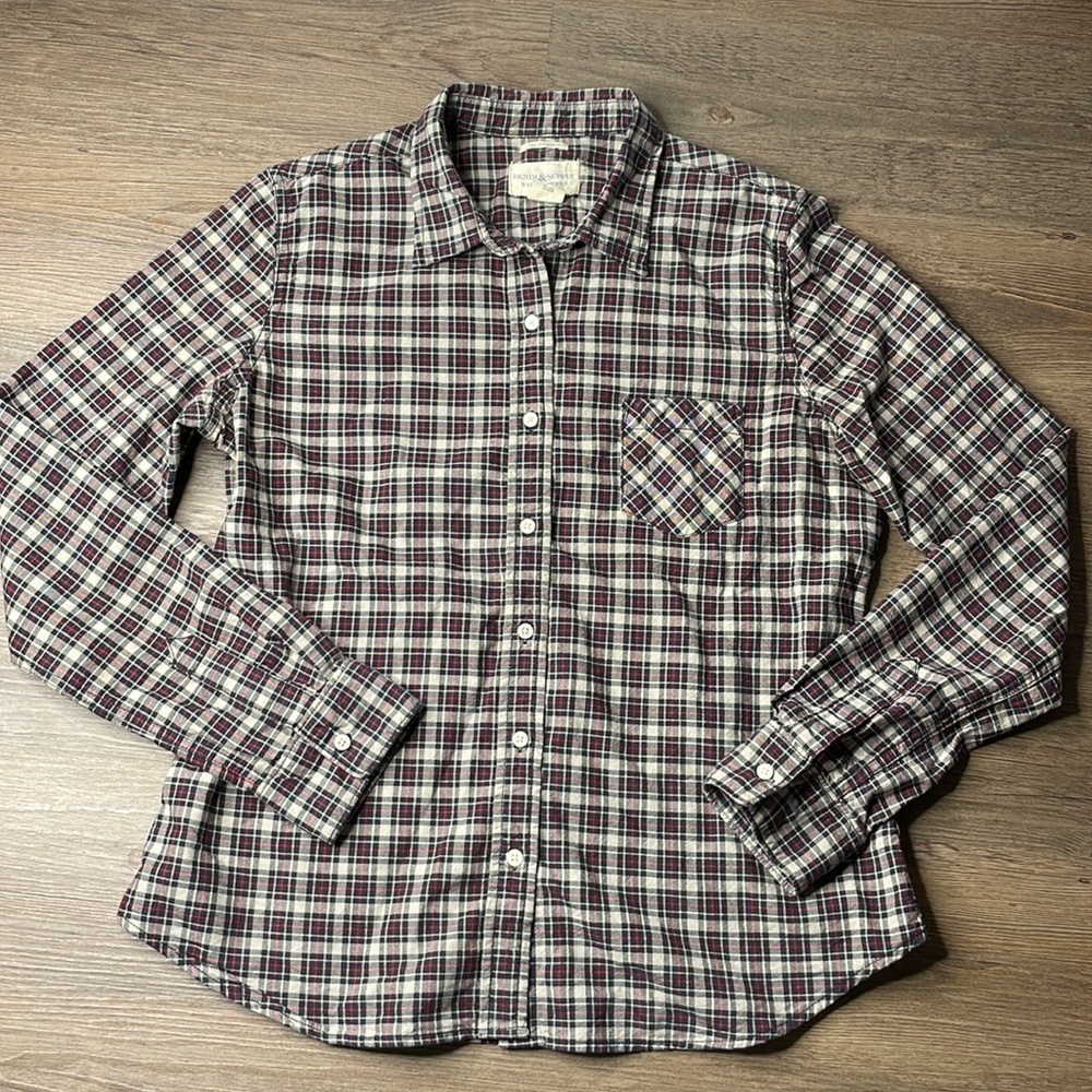 Denim & Supply by Ralph Lauren Women’s Tomboy Plaid Black RedShirt, size Large